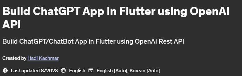 Pictures · Build ChatGPT App in Flutter using OpenAI API 2023-3
