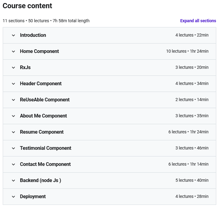 Course topics · Udemy — The Ultimate React Js Responsive Portfolio Website 2021-9
