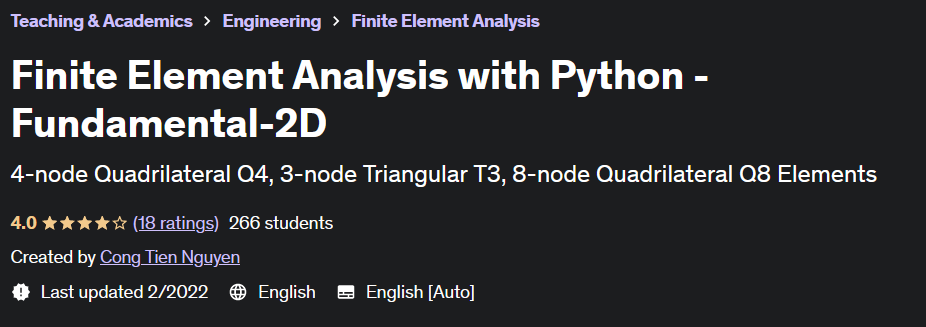 Pictures · Udemy — Finite Element Analysis with Python – Fundamental-2D 2022-2