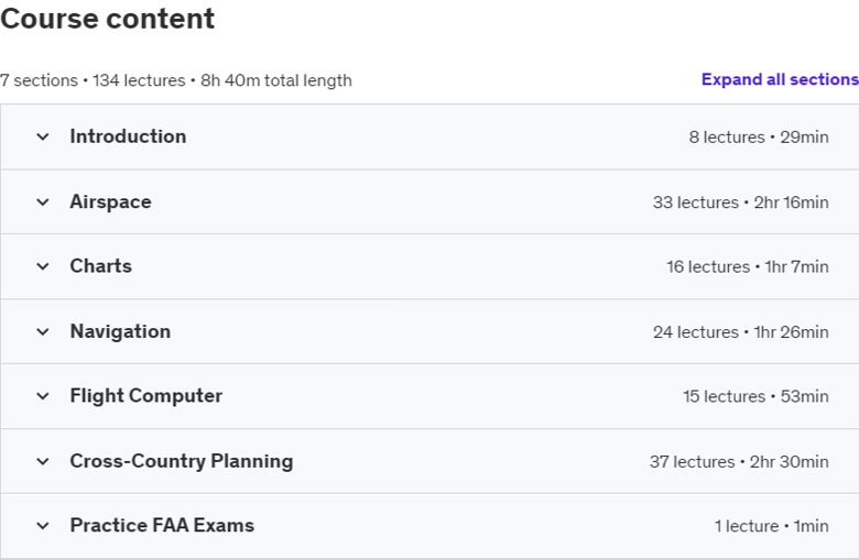 Course topics · Udemy — Part 5 FAA Private Pilot Ground School (Part 61) 2022-6