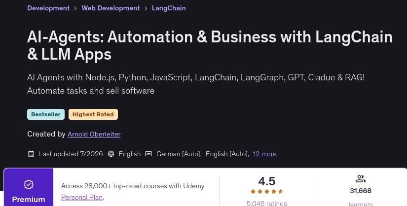 Pictures · Udemy — AI-Agents: Automation & Business with LangChain & LLM Apps 2026-7