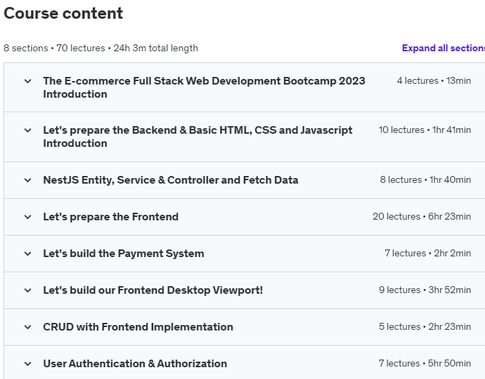 Course topics · Udemy — Angular & NestJS Full Stack Web Development Bootcamp 2023 2023-02