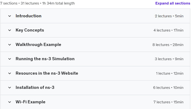 Course topics · Getting Started with Network Simulator 3 (ns-3) 2023-9