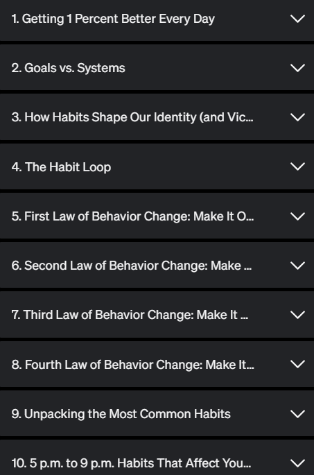 Course topics · MasterClass — Small Habits that Make a Big Impact on Your Life 2023-9