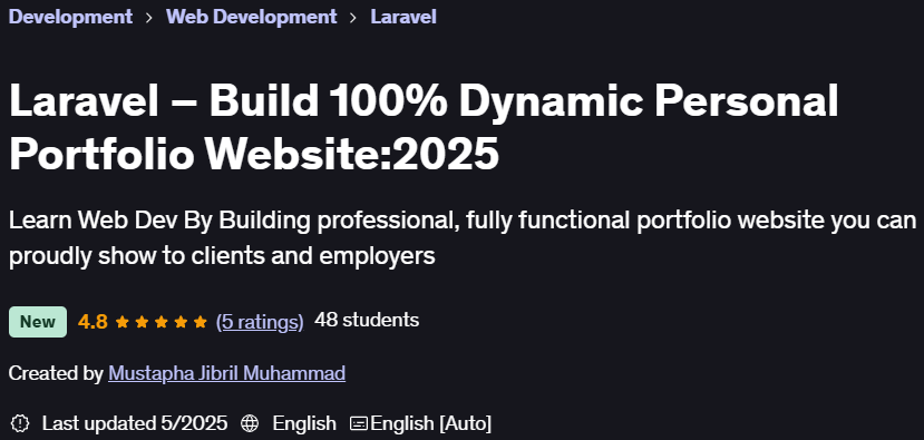 Pictures · Udemy — Laravel – Build 100% Dynamic Personal Portfolio Website:2025 2025-3
