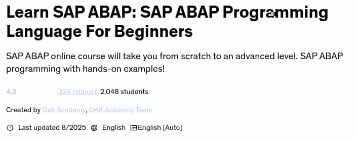 Pictures · Udemy — Learn SAP ABAP: SAP ABAP Programming Language For Beginners 2025-8