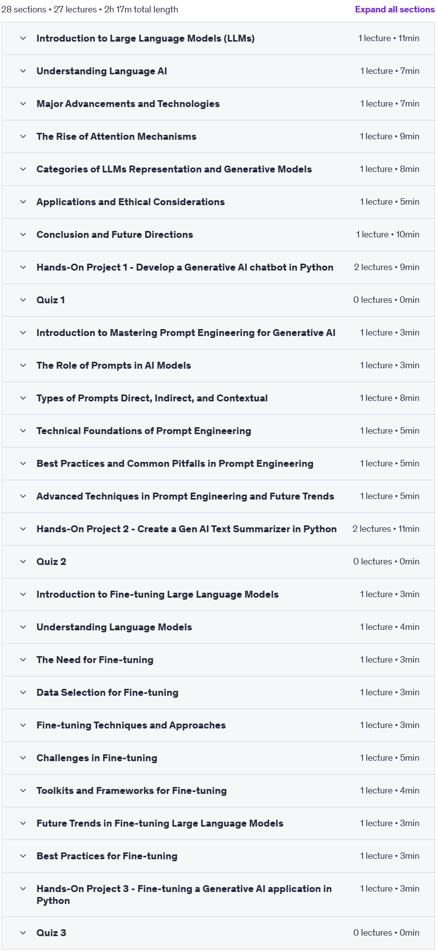 Course topics · Generative AI & LLMs: Foundations to Hands-on Development 2025-1