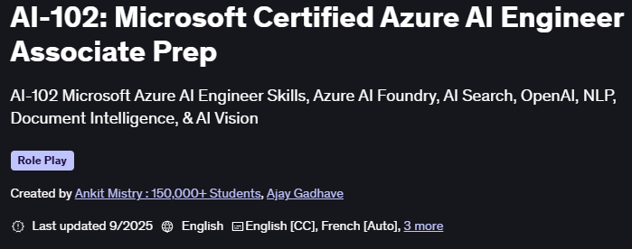 تصاویر · AI-102مائیکروسافٹ سرٹیفکیٹ Azure AI پروڈکٹ کا نام : Associate Prep 2025-8