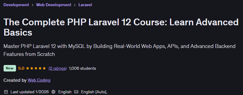 Pictures · The Complete PHP Laravel 12 Course: Learn Advanced Basics 2025-12