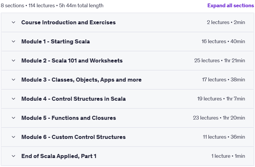 Course topics · Udemy — Scala Applied, Part 1 2023-1