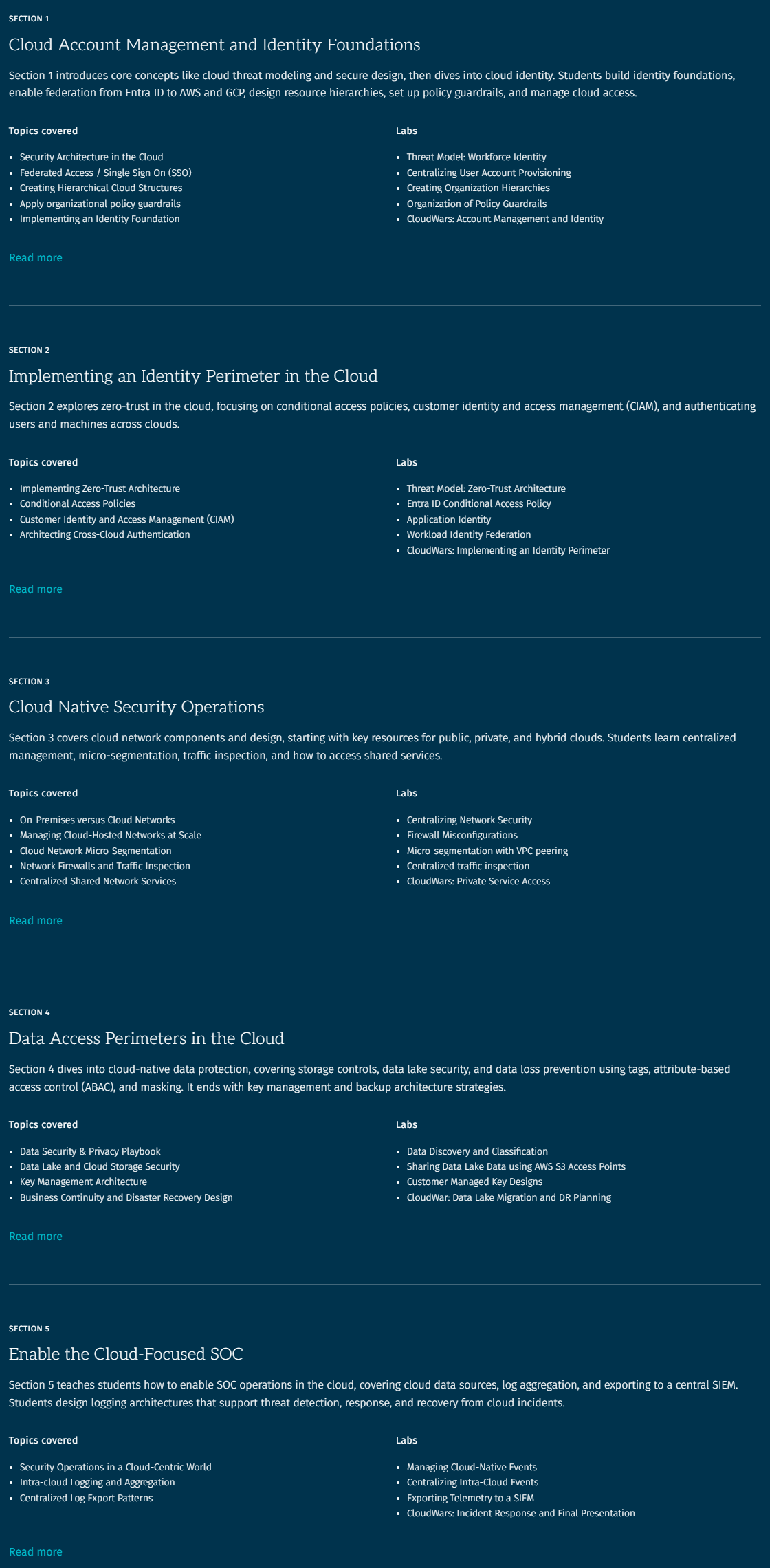 Sujets du cours · SANS – SEC549: Architecture de la sécurité cloud 2022-6