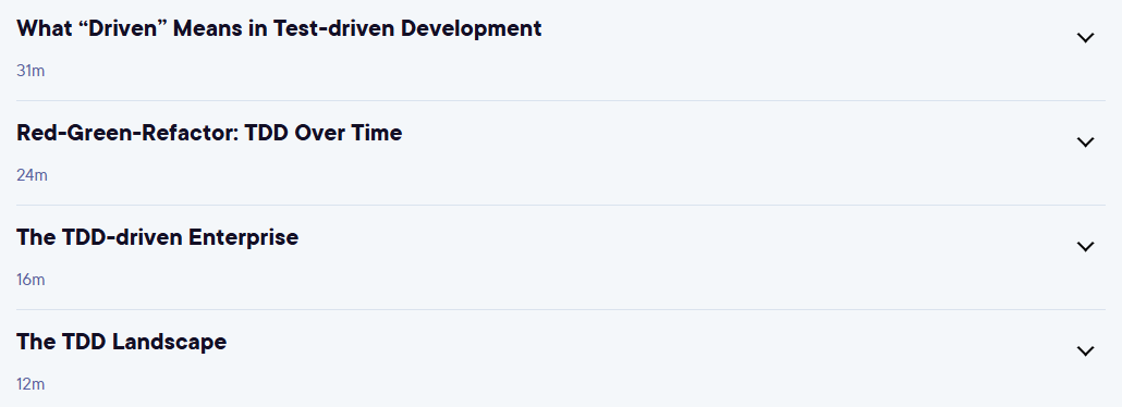 Course topics · Pluralsight — Test-driven Development (TDD) Foundations 2025-4