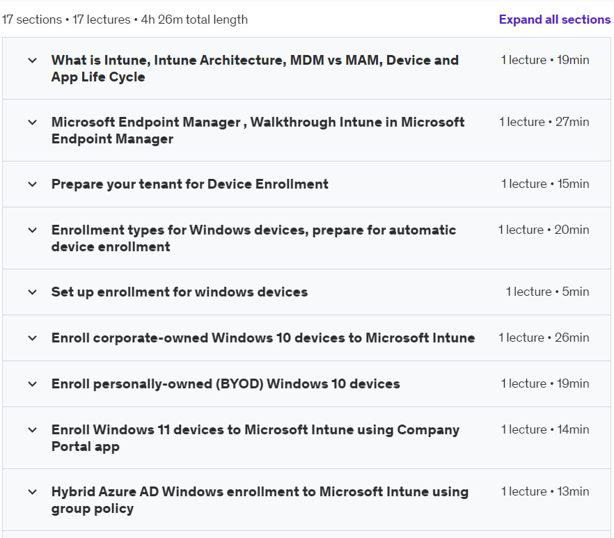 Course topics · Microsoft Intune – Microsoft Endpoint Manager course 2024-7