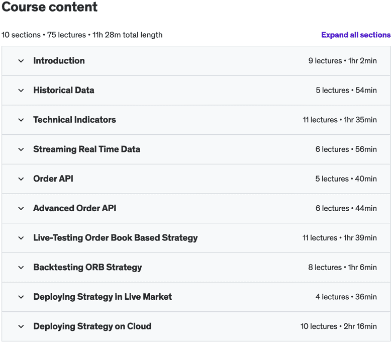 Course topics · Algorithmic Trading using Angel One’s Smartapi 2022-10