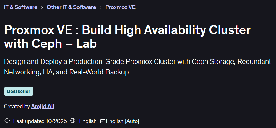 Изображения · Proxmox VE : Строить кластер высокой доступности с Ceph – Lab 2025-10