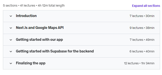 Course topics · Udemy — Next JS and Google Maps API : Location-Based Ride Requests 2023-11