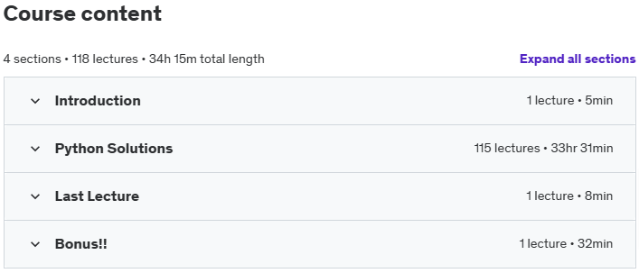 Course topics · Udemy — HackerRank Python (Complete 115 Solutions) [33+ Hours] 2022-6