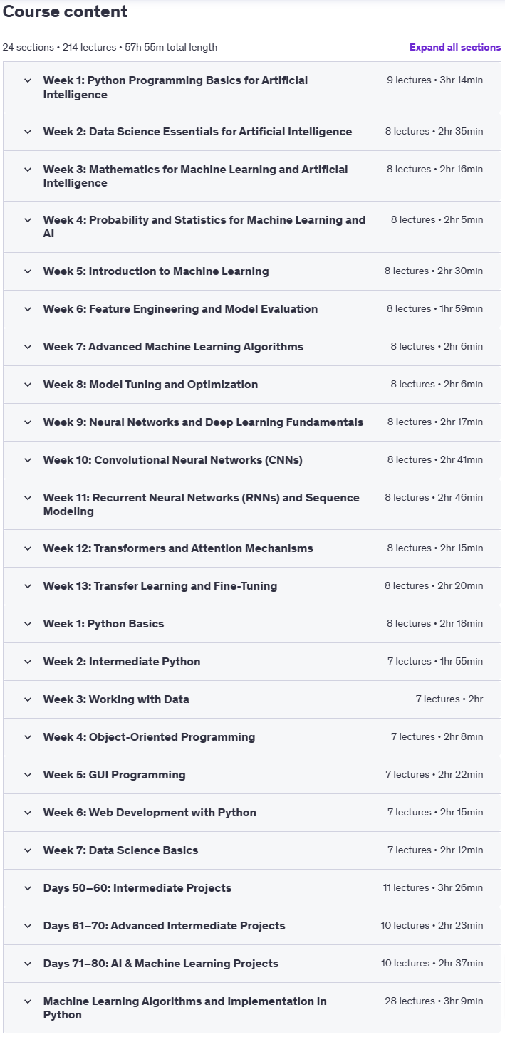 Kursthemen · AI & Python Entwicklungsmethode - 300+ Hands-on Projekte 2025-3