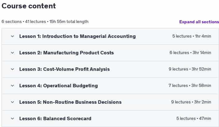 Course topics · Managerial Accounting- #1 Ranked University: Course 2 of 5 2024-9