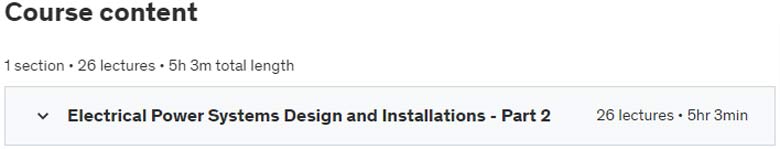 Course topics · Electrical Installations Design – Part 2 2021-10
