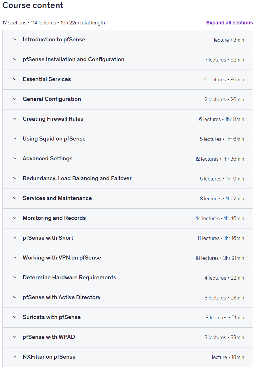 موضوعات الدورة · دورة PFSense Firewall كاملة! v2026 2025-12