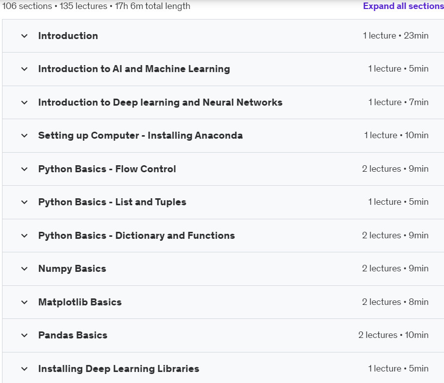 Course topics · Udemy — Keras Deep Learning & Generative Adversarial Networks (GAN) 2023-6