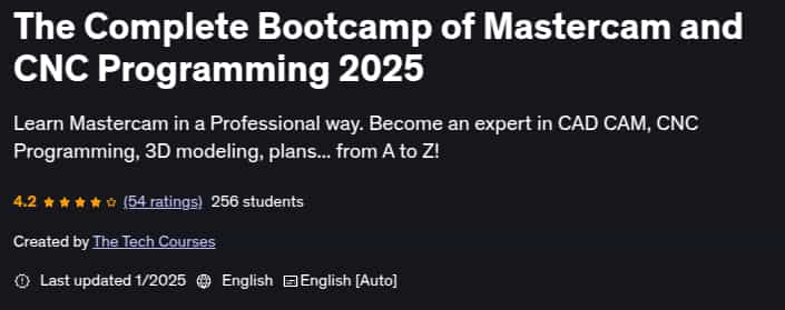 이미지 · Mastercam 및 CNC 프로그래밍의 완전한 부팅 캠프 2025 2025-1