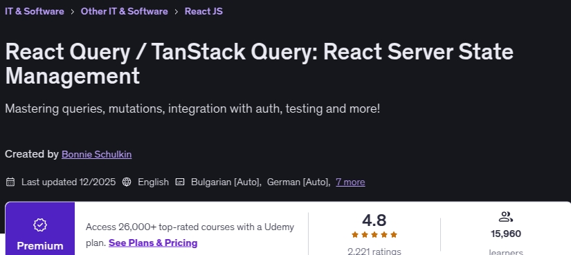 Pictures · React Query / TanStack Query: React Server State Management 2025-12