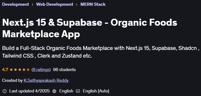 Pictures · Next.js 15 & Supabase – Organic Foods Marketplace App 2025-2