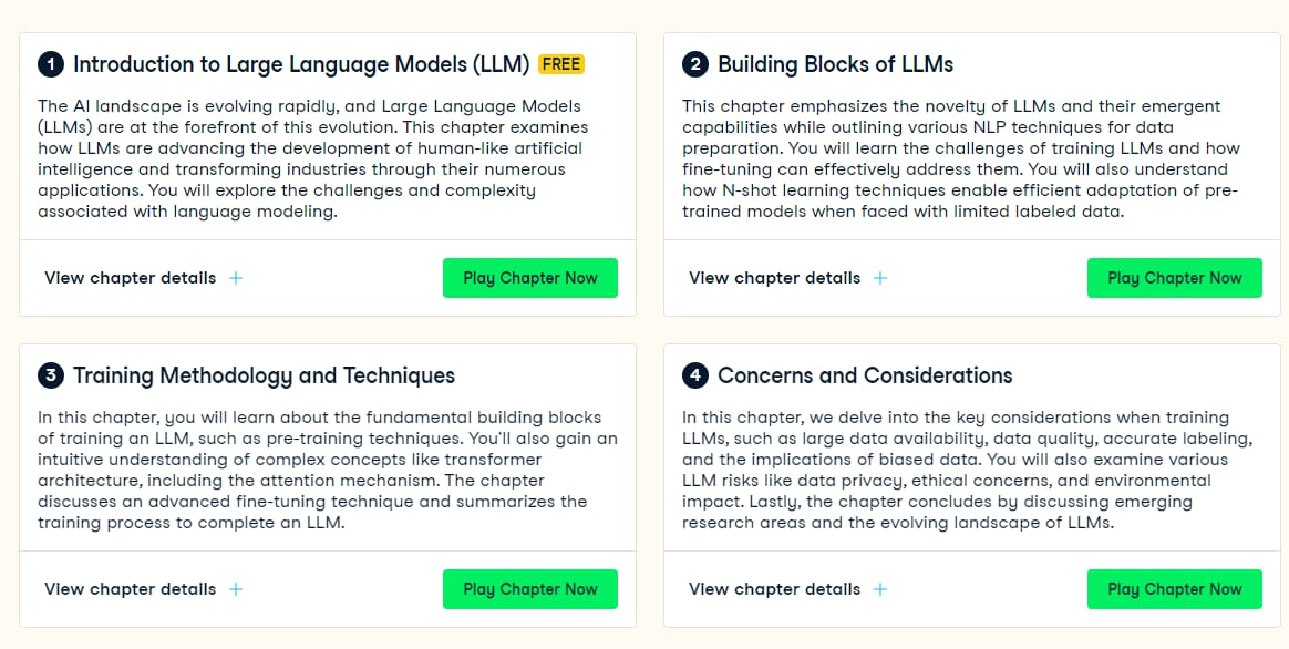 Course topics · Datacamp — Large Language Models (LLMs) Concepts 2023-11