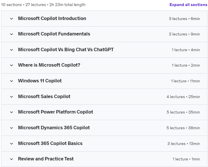 Course topics · Microsoft Copilot Fundamentals 2023-9