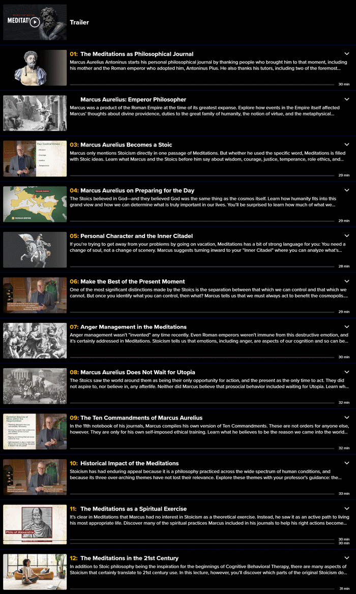 موضوعات الدورة · The Great Courses Plus – الكتب التي تهم: التأمل 2025-3