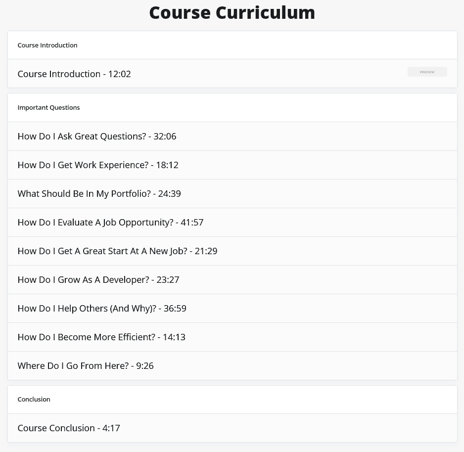 Course topics · iamtimcorey (TimCorey) – Foundation in C#: Career Development 2020-11