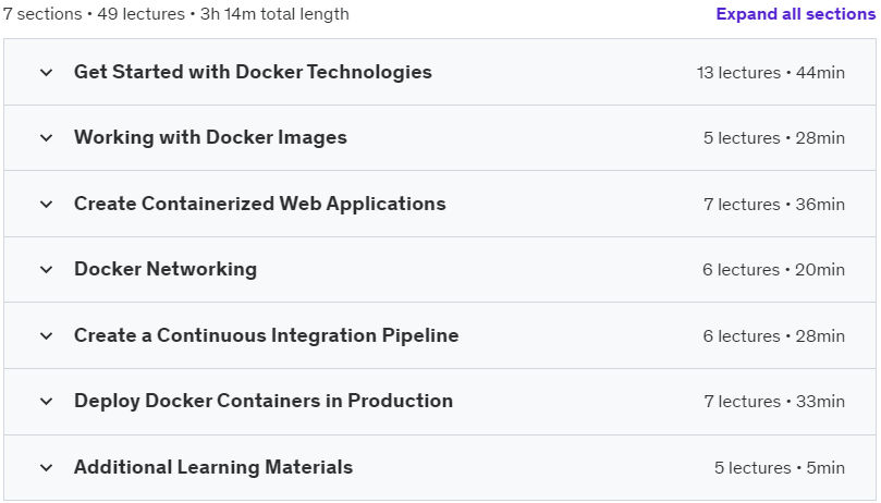 Course topics · Udemy — Docker Crash Course for busy DevOps and Developers 2018-4