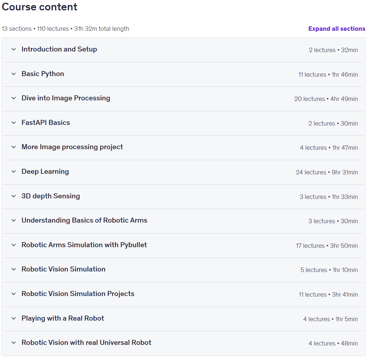 Course topics · Hands on Robotic Vision: OpenCV PyTorch YOLO Simulation 2026-9
