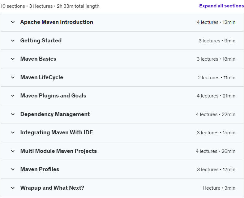 Course topics · Apache Maven – Learn it Practically 2024-5