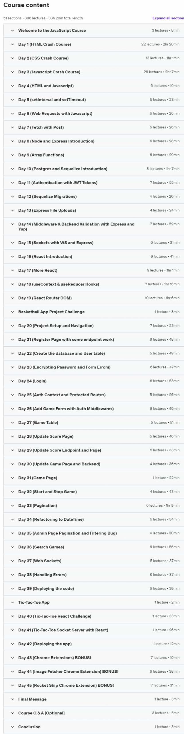 Course topics · JavaScript 45-Day Bootcamp: Learn Web Development in 2024 2024-4
