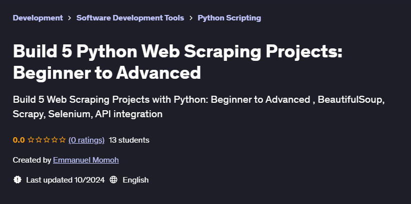 Pictures · Udemy — Build 5 Python Web Scraping Projects: Beginner to Advanced 2024-10