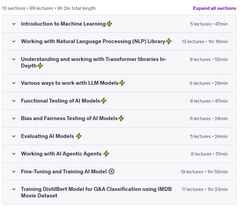 Course topics · 2025 – Understand ,Test ,Fine-tune AI Model with HuggingFace 2025-1