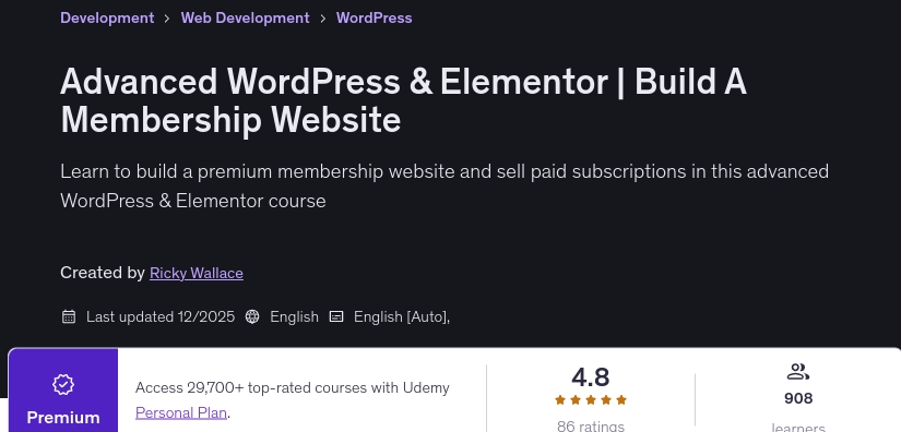 Imágenes · Avanzado WordPress & Elementor Construir un sitio web de adhesión 2025-12