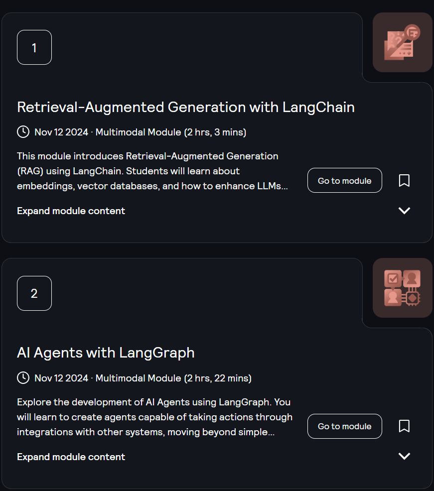 Course topics · Kodeco — Building Integrated AI Services with LangChain & LangGraph 2024-12