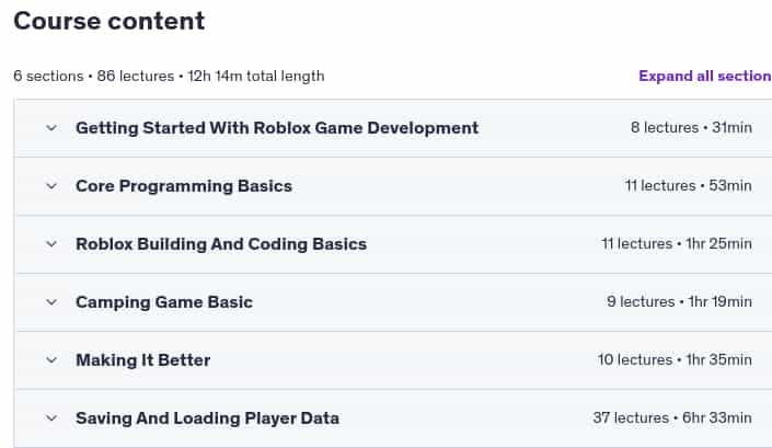 Course topics · Udemy — Learn How To Code Games In Roblox Studio 2025 2025-1