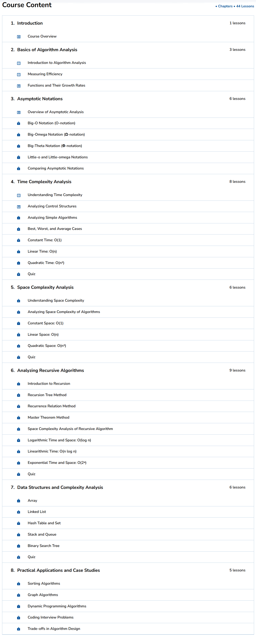 Sujets du cours · DesignGurus – Grokking Algorithm Complexity et Big-O 2025-10