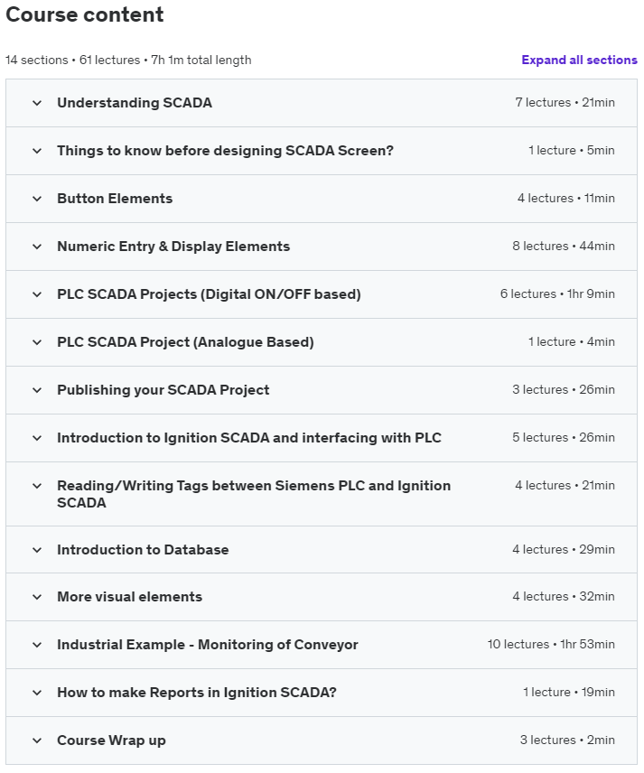 Course topics · Udemy — Learn SCADA from Scratch – Design, Program and Interface 2022-5