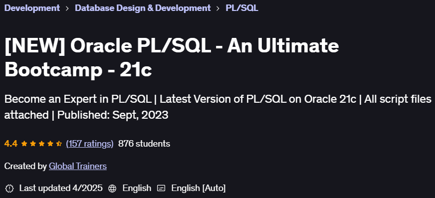 الصور · أوركلي PL/SQL كرة القدم - Ultimate Bootcamp 21c 2023-9