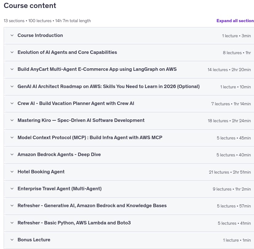 Temas del curso · IA agéntica En AWS – LangGraph, CrewAI, Bedrock, Kiro y MCP 2026-8