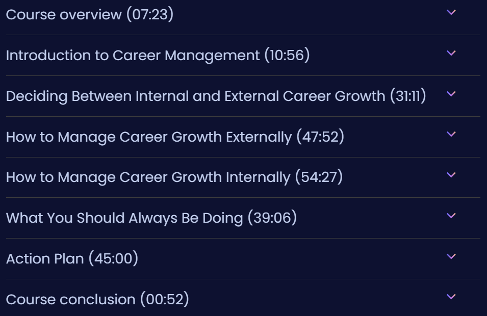 Course topics · Dometrain – Career: Career Management for Software Engineers 2025-3