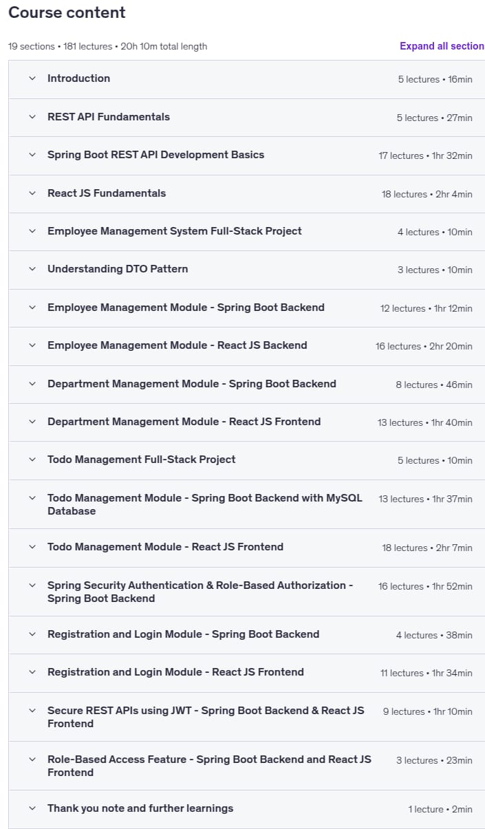 Temas del curso · Curso de desarrollador Java Full-Stack con Spring Boot 4 & React 2025-11