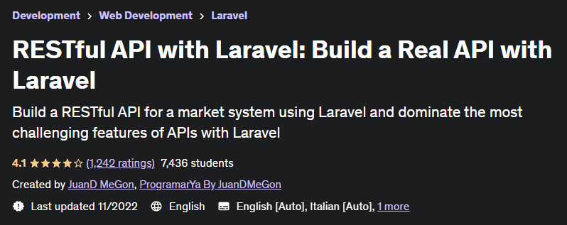 Pictures · Udemy — RESTful API with Laravel: Build a Real API with Laravel 2022-11