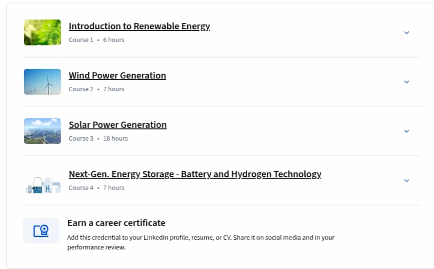 Course topics · Coursera — Renewable Energy & Power Evacuation Specialization 2025-9